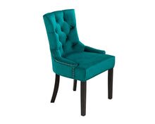 Load image into Gallery viewer, Verona Dining Chair in Teal Velvet with Chrome Knocker and Black Legs