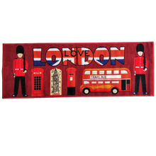 Load image into Gallery viewer, Love London Theme Red Kitchen Runners Polyester Area Rug Anti-Slip with latex backing