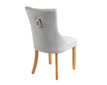 Load image into Gallery viewer, Ashford Dining Chair in Light Grey Velvet with Square Knocker And Oak Legs