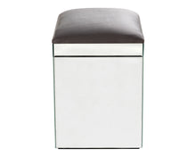 Load image into Gallery viewer, Monroe Silver Mirrored Stool with Grey Velvet Seat
