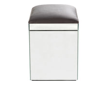 Load image into Gallery viewer, Monroe Silver Mirrored Stool with Grey Velvet Seat