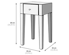 Load image into Gallery viewer, Monroe Silver Mirrored Console Table Set with 2 x 1 Drawer Bedside Tables, Stool and Tri-fold Mirror