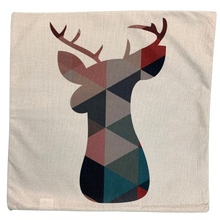 Load image into Gallery viewer, 2 x Cushion Cover 56207 45 x 45 cm Square Cotton Linen Cushion Covers Decorative Pillowcase for Sofas, Beds Invisible Zip 2 Side Print (18&#39; x 18&#39; in) (Reindeer)
