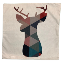 Load image into Gallery viewer, 2 x Cushion Cover 56207 45 x 45 cm Square Cotton Linen Cushion Covers Decorative Pillowcase for Sofas, Beds Invisible Zip 2 Side Print (18' x 18' in) (Reindeer)