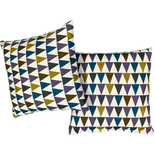 Load image into Gallery viewer, 2 x Multicoloured Triangle Print Cushion Covers (43608) Linen 45 x 45 cm Square Premium Soft Furnishing, Sofas, Beds, Indoor, Outdoor
