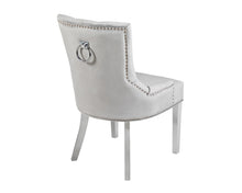 Load image into Gallery viewer, Verona Dining Chair in Light Grey Velvet with Chrome Knocker and Chrome Legs