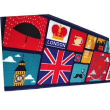 Load image into Gallery viewer, London Theme Multi Coloured Kitchen Runners Polyester Area Rug Non-Slip 137 x 49 cm