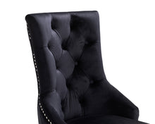 Load image into Gallery viewer, Sandhurst High Back Dining Chair in Black Velvet with Chrome Lion Head Knocker And Black Legs