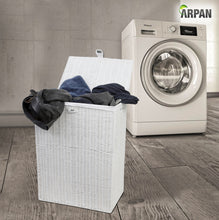 Load image into Gallery viewer, Arpan Resin Large Laundry Clothes Basket with Lid, Lock and Lining Storage Basket with Removable Lining 85 liters - White