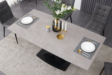 Load image into Gallery viewer, ceramic grey extending dining table inc 8 grey faux leather chairs