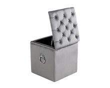Load image into Gallery viewer, Lucca Square Ottoman in Grey Velvet