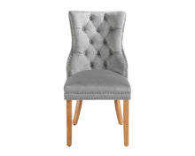 Load image into Gallery viewer, Ashford Dining Chair in Light Grey Velvet with Square Knocker And Oak Legs