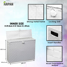 Load image into Gallery viewer, Toilet Roll Holder Free Standing Bathroom Multipurpose Storage Unit Polypropylene Woven on Metal Frame, Ideal Addition to Bathroom or Toilets by Arpan
