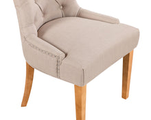 Load image into Gallery viewer, Pair of Scoop Back Verona Dining Chairs in Cream Linen with Chrome Knocker & Oak Legs