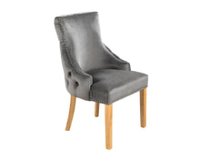 Load image into Gallery viewer, Elizabeth Dining Chair in Grey Velvet with Oak Legs