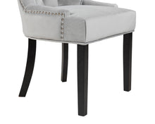 Load image into Gallery viewer, Verona Dining Chair in Light Grey Velvet with Chrome Knocker and Black Legs