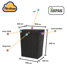 Load image into Gallery viewer, Arpan Medium Resin Laundry Clothes Basket with Lid and Lining Storage Basket with Removable Lining