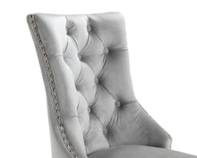 Load image into Gallery viewer, Ashford Dining Chair in Light Grey Velvet with Square Knocker And Black Legs