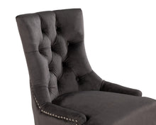Load image into Gallery viewer, Pair of Scoop Back Verona Dining Chairs Grey Velvet with Black Legs and Chrome Knocker