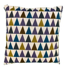 Load image into Gallery viewer, 2 x Multicoloured Triangle Print Cushion Covers (43608) Linen 45 x 45 cm Square Premium Soft Furnishing, Sofas, Beds, Indoor, Outdoor