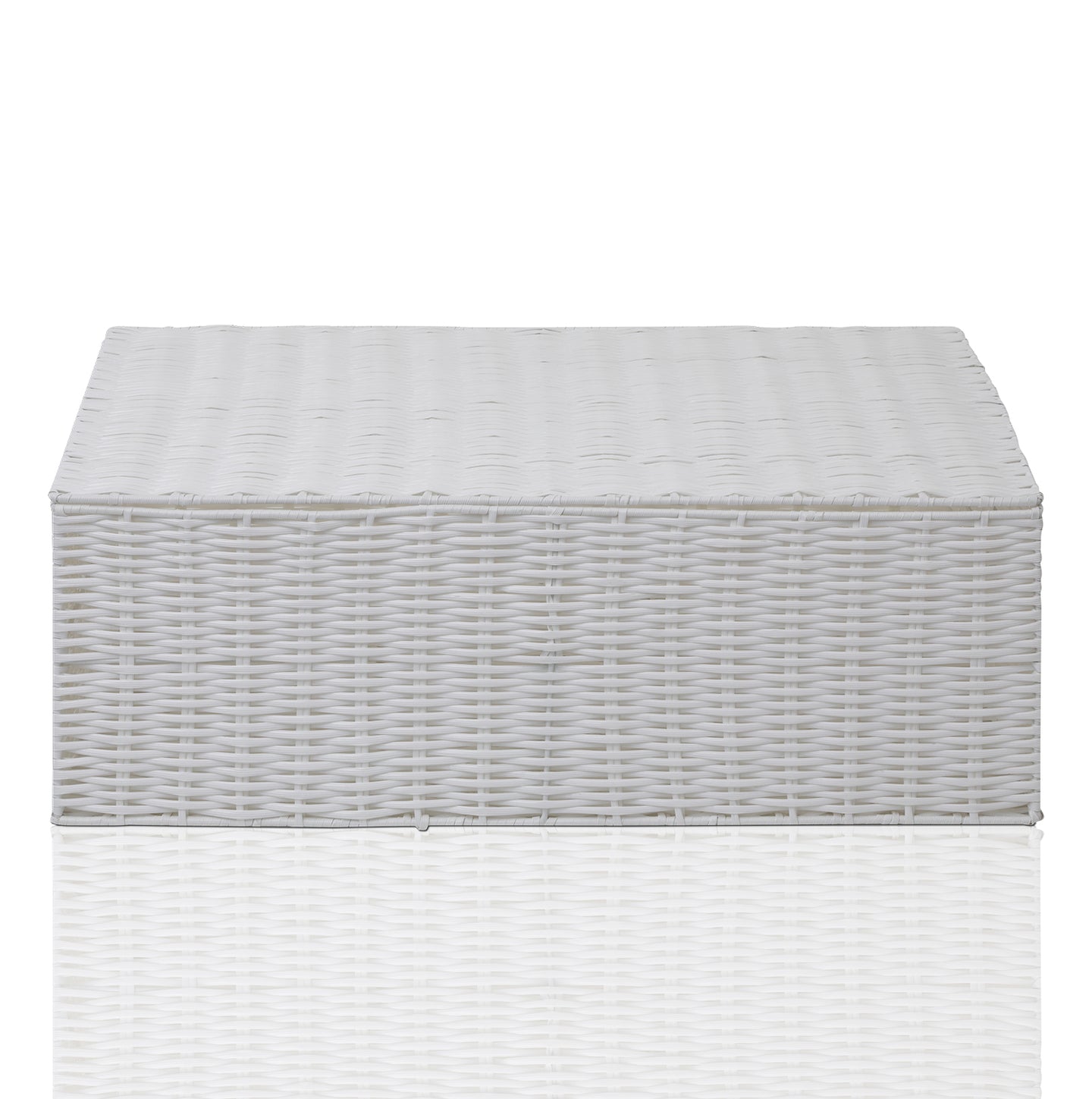 ARPAN Resin Woven Under Bed Storage Box, Chest Shelf Toy Clothes Basket With Lid - White
