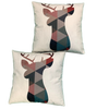 2 x Cushion Cover 56207 45 x 45 cm Square Cotton Linen Cushion Covers Decorative Pillowcase for Sofas, Beds Invisible Zip 2 Side Print (18' x 18' in) (Reindeer)