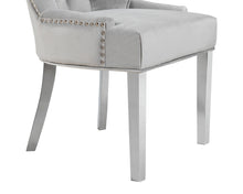 Load image into Gallery viewer, Verona Dining Chair in Light Grey Velvet with Chrome Knocker and Chrome Legs
