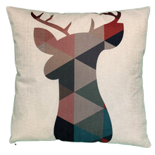 Load image into Gallery viewer, 2 x Cushion Cover 56207 45 x 45 cm Square Cotton Linen Cushion Covers Decorative Pillowcase for Sofas, Beds Invisible Zip 2 Side Print (18' x 18' in) (Reindeer)