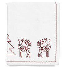 Load image into Gallery viewer, Embroidered Reindeer Christmas Tablecloth