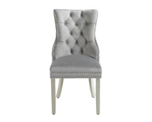 Load image into Gallery viewer, Ashford Dining Chair in Light Grey Velvet with Square Knocker And Grey Legs