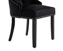 Load image into Gallery viewer, Sandhurst High Back Dining Chair in Black Velvet with Chrome Lion Head Knocker And Black Legs