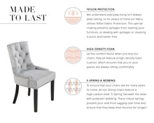 Load image into Gallery viewer, Verona Dining Chair in Light Grey Velvet with Chrome Knocker and Black Legs