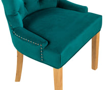 Load image into Gallery viewer, Verona Dining Chair in Teal Velvet with Chrome Knocker and Oak Legs