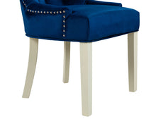 Load image into Gallery viewer, Verona Dining Chair in Royal Blue Velvet with Chrome Knocker and Grey Legs
