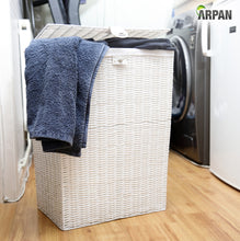 Load image into Gallery viewer, Arpan Medium Resin Laundry Clothes Basket with Lid and Lining Storage Basket with Removable Lining