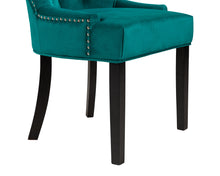 Load image into Gallery viewer, Verona Dining Chair in Teal Velvet with Chrome Knocker and Black Legs