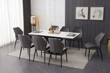 Load image into Gallery viewer, ceramic dining table white with 8 grey chairs