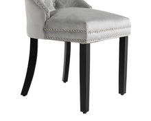Load image into Gallery viewer, Ashford Dining Chair in Light Grey Velvet with Square Knocker And Black Legs