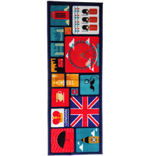 Load image into Gallery viewer, London Theme Multi Coloured Kitchen Runners Polyester Area Rug Non-Slip 137 x 49 cm