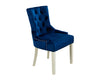 Verona Dining Chair in Royal Blue Velvet with Chrome Knocker and Grey Legs