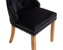 Load image into Gallery viewer, Ashford Dining Chair in Black Velvet with Square Knocker And Oak Legs
