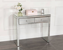 Load image into Gallery viewer, Monroe Silver Mirrored Console Table Set with 2 x 1 Drawer Bedside Tables and 4 Drawer Chest