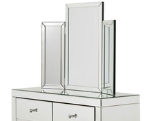 Load image into Gallery viewer, Monroe Silver Mirrored Console Table Set with 2 x 1 Drawer Bedside Tables, Stool and Tri-fold Mirror