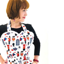 Load image into Gallery viewer, A Very British Baker Womens Retro Apron. British Icons Sweetheart Apron
