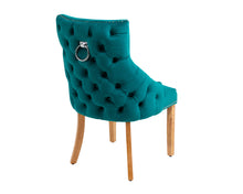 Load image into Gallery viewer, Elizabeth Dining Chair in Teal Velvet with Round Knocker and Oak Legs