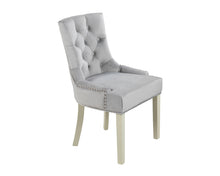 Load image into Gallery viewer, Verona Dining Chair in Light Grey Velvet with Chrome Knocker and Grey Legs