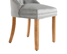 Load image into Gallery viewer, Ashford Dining Chair in Light Grey Velvet with Square Knocker And Oak Legs
