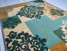 Load image into Gallery viewer, Green Decor Design with Copper Touch Area Rug / Runner - Anti-slip with latex backing