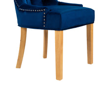 Load image into Gallery viewer, Verona Dining Chair in Royal Blue Velvet with Chrome Knocker and Oak Legs