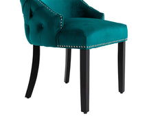 Load image into Gallery viewer, Elizabeth Dining Chair in Teal Velvet with Round Knocker and Black Legs
